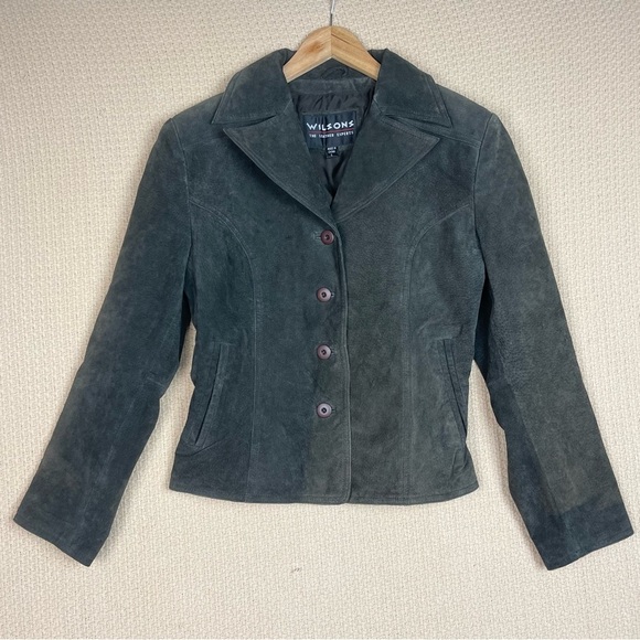 Wilsons Blazer Women’s Size L The Leather Experts Green Suede Leather Jackets - Picture 9 of 9